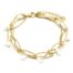 Bracelet-Triple-Chaines-Maillons-Larges-Billes-Acier-Dore-et-Pierres-Blanches