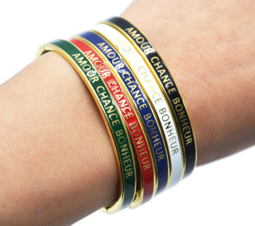 Bracelet-Jonc-Email-Couleur-Contour-Acier-Dore-avec-Message-Amour-Chance-Bonheur