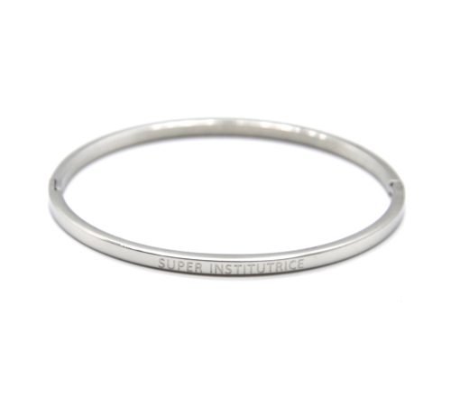 Bracelet-Jonc-Fin-Acier-Argente-avec-Message-Super-Institutrice