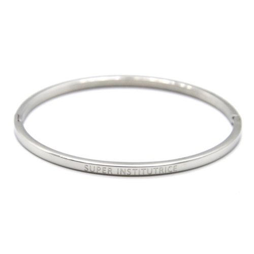 Bracelet-Jonc-Fin-Acier-Argente-avec-Message-Super-Institutrice