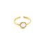 Bague-Anneau-avec-Cercle-Email-Blanc-et-Contour-Billes-Acier-Dore