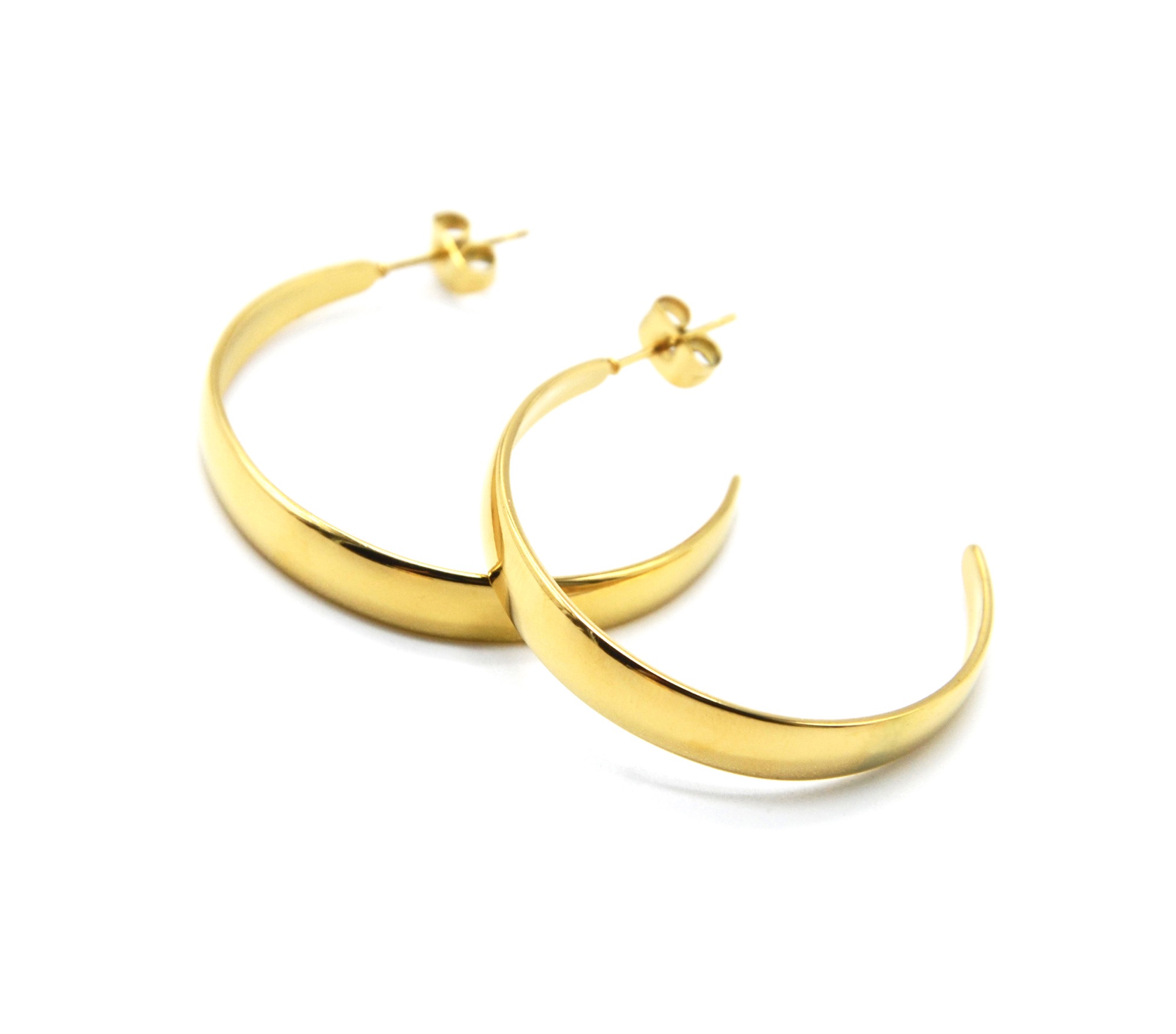 Boucles-dOreilles-Creoles-Moyennes-36mm-Uni-Acier-Dore