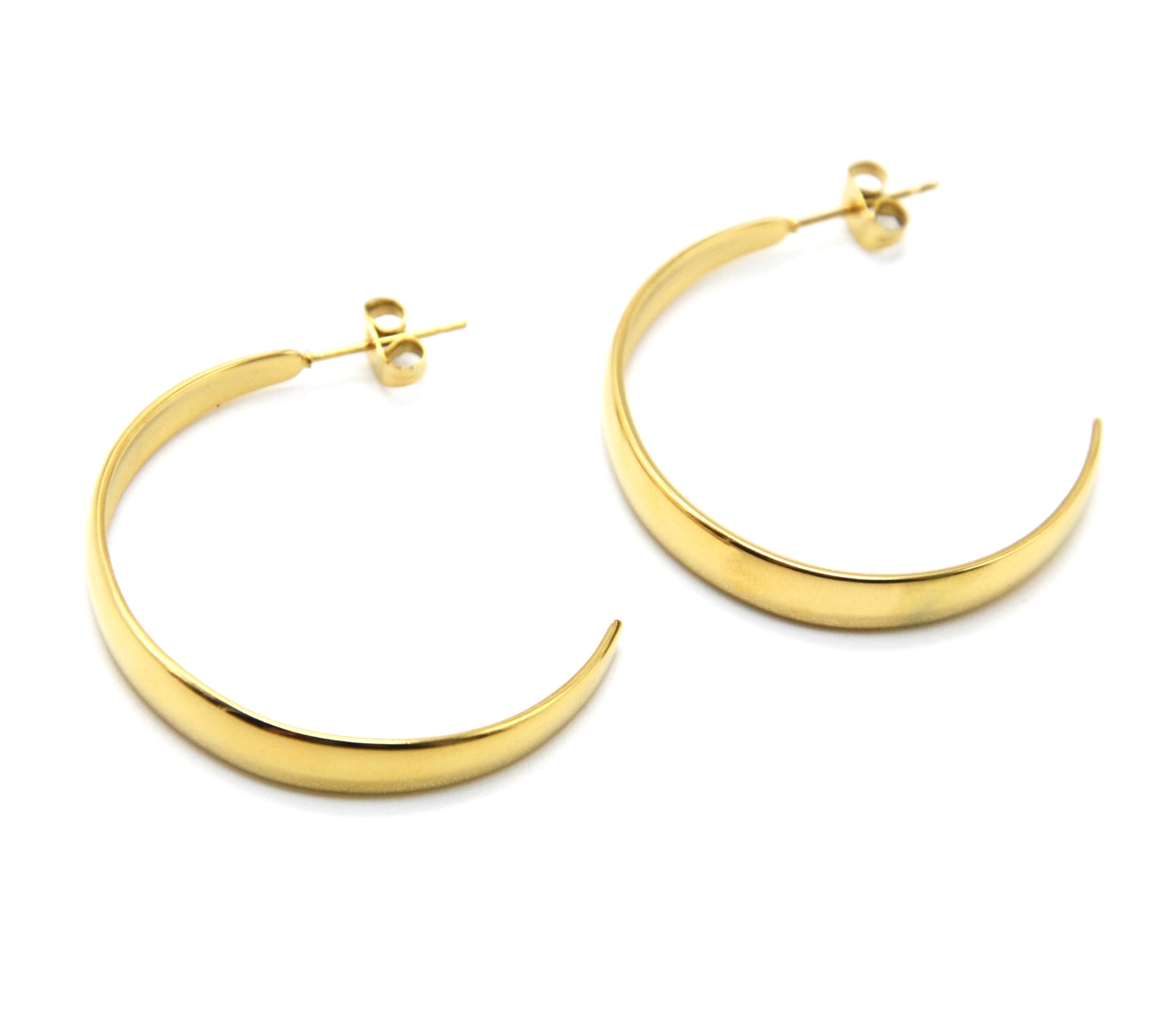 Boucles-dOreilles-Creoles-Moyennes-36mm-Uni-Acier-Dore