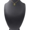 Collier-Chaine-Pendentif-Cercle-Billes-Acier-Dore-et-Rectangle-Email-Noir