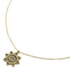 Collier-Chaine-Pendentif-Etoile-Email-Noir-Motif-Oriental-et-Oeil-Acier-Dore