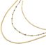 Collier-Triple-Chaines-Serpent-Ronde-Acier-Dore-et-Mini-Perles-Email-Noir