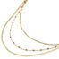 Collier-Triple-Chaines-Serpent-Ronde-Acier-Dore-et-Mini-Perles-Email-Rouge