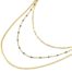 Collier-Triple-Chaines-Serpent-Ronde-Acier-Dore-et-Mini-Perles-Email-Vert
