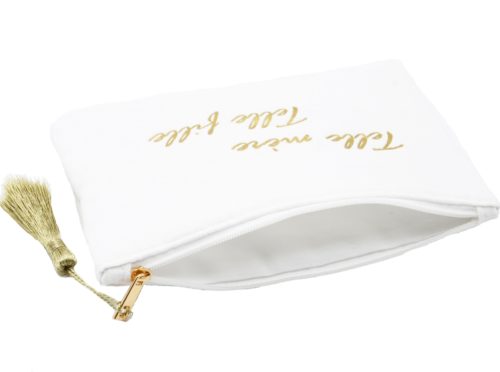 Trousse-Pochette-Coton-Blanc-Message-Telle-Mere-Telle-Fille-Pompon-Dore
