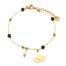 Bracelet-Chaine-Billes-Acier-Dore-Pierres-Noires-avec-Feuille-Ginkgo-et-Perle