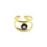 Bague-Double-Anneaux-Acier-Dore-avec-Oeil-Email-Noir