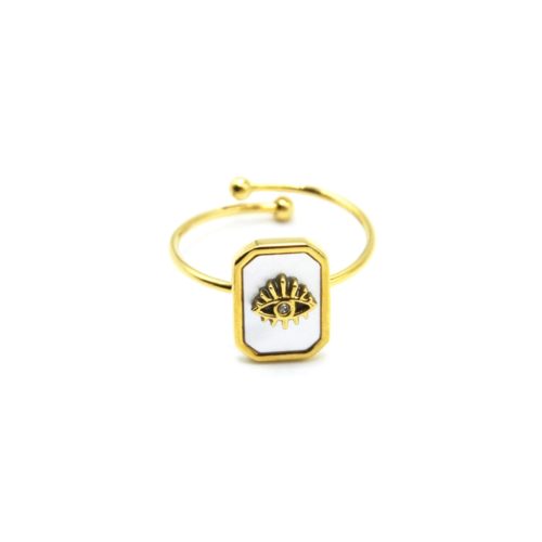 Bague-Anneau-Fin-avec-Mini-Rectangle-Nacre-et-Oeil-Acier-Dore