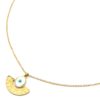 Collier-Chaine-Pendentif-Demi-Cercle-Motif-Ethnique-Acier-Dore-et-Oeil-Email-Blanc