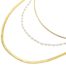 Collier-Triple-Chaines-Serpent-Plate-et-Ronde-Acier-Dore-avec-Perles-Ecru