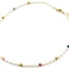 Collier-Perles-dEau-Douce-avec-Pierres-Multicolores-et-Billes-Acier-Dore