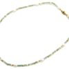 Collier-Perles-de-Rocaille-Tube-Vertes-avec-Billes-Acier-Dore-et-Perles-dEau-Douce