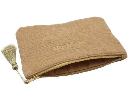 Trousse-Pochette-Coton-Beige-Message-Maman-Je-TAime-Pompon-Dore