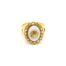 Bague-Large-avec-Pierre-Ovale-Blanche-Contour-Petales-et-Soleil-Acier-Dore