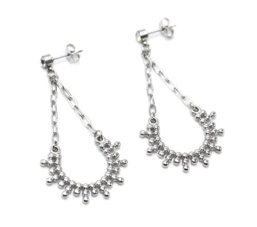 Boucles-dOreilles-Pendantes-Strass-et-Chaines-Demi-Soleil-Billes-Acier-Argente