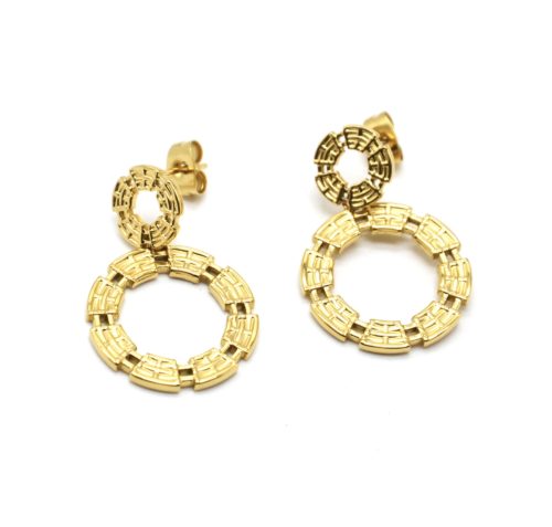 Boucles-dOreilles-Double-Cercles-Contour-Motif-Quadrille-Acier-Dore