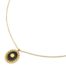 Collier-Fine-Chaine-Pendentif-Pierre-Ovale-Noire-Contour-Petales-et-Soleil-Acier-Dore