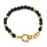 Bracelet-Pierres-Noires-et-Billes-avec-Fermoir-Mousqueton-Acier-Dore