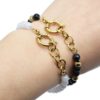 Bracelet-Pierres-Couleur-avec-Fermoir-Mousqueton-Acier-Dore