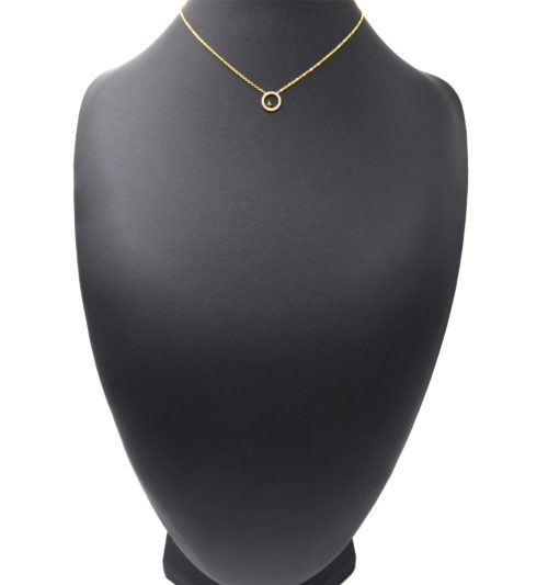 Collier-Fine-Chaine-Pendentif-Cercle-Contour-Strass-et-Etoile-Acier-Dore