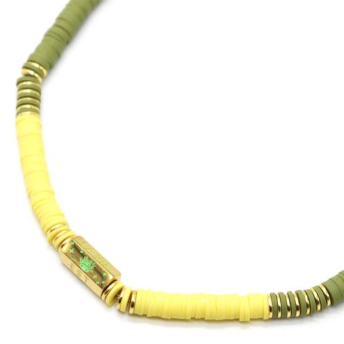 Collier-Perles-Degrade-Vert-avec-Tube-La-Vie-Est-Belle-Acier-Dore