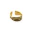 Bague-Anneau-3-Rangs-Email-Noir-Motif-Points-Acier-Dore