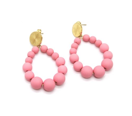 Boucles-dOreilles-Medaille-Acier-Dore-et-Goutte-Petites-Perles-Vieux-Rose