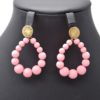 Boucles-dOreilles-Medaille-Acier-Dore-et-Goutte-Petites-Perles-Vieux-Rose