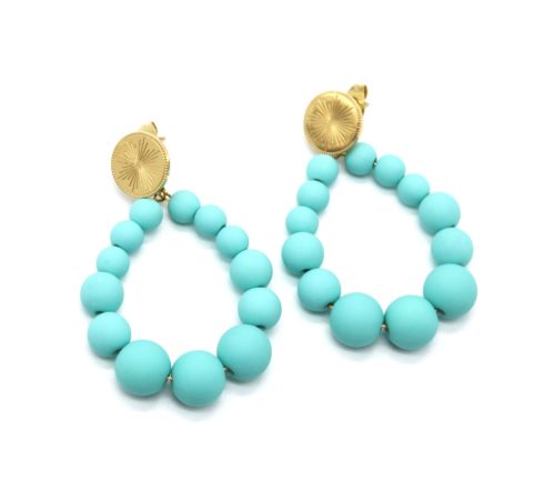 Boucles-dOreilles-Medaille-Acier-Dore-et-Goutte-Petites-Perles-Turquoise-Mat