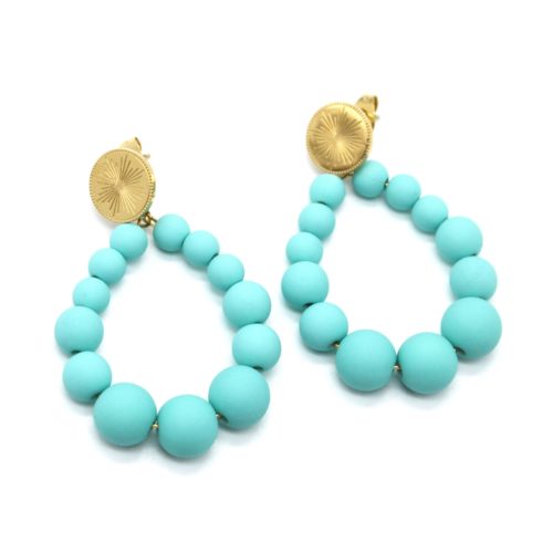 Boucles-dOreilles-Medaille-Acier-Dore-et-Goutte-Petites-Perles-Turquoises