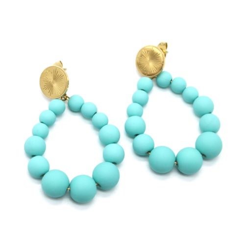 Boucles-dOreilles-Medaille-Acier-Dore-et-Goutte-Petites-Perles-Turquoise-Mat