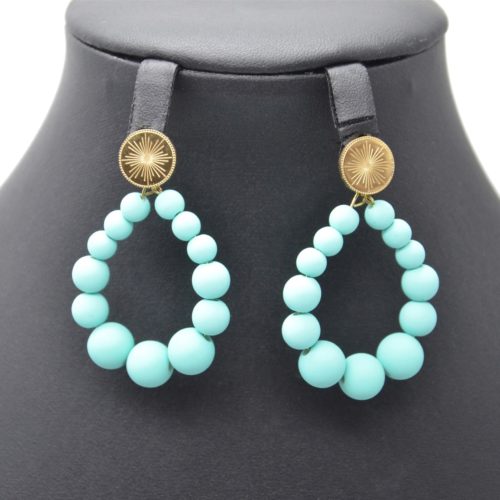 Boucles-dOreilles-Medaille-Acier-Dore-et-Goutte-Petites-Perles-Turquoise-Mat