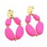 Boucles-dOreilles-Medaille-Acier-Dore-et-Goutte-Perles-Gomme-Rose-Fluo