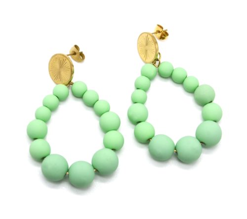 Boucles-dOreilles-Medaille-Acier-Dore-et-Goutte-Petites-Perles-Vert-Mat