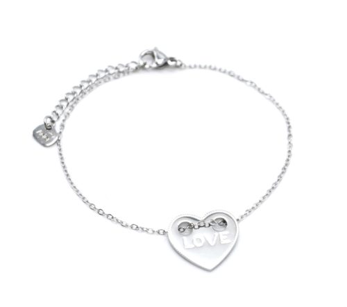 Bracelet-Fine-Chaine-avec-Medaille-Coeur-Love-Acier-Argente