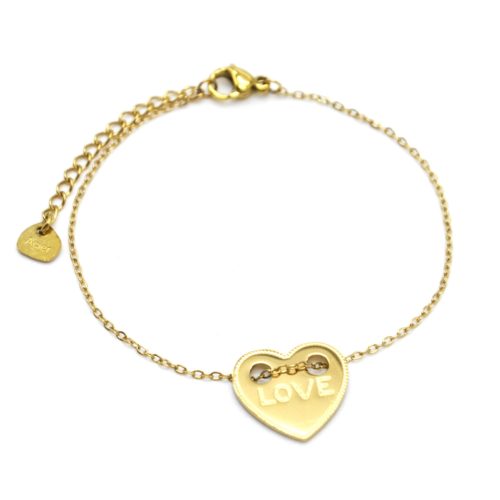 Bracelet-Fine-Chaine-avec-Medaille-Coeur-Love-Acier-Dore