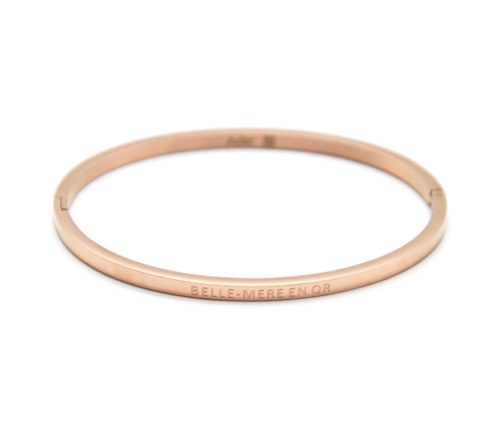 Bracelet-Jonc-Fin-Acier-Or-Rose-avec-Message-Belle-Mere-en-Or