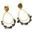 Boucles-dOreilles-Medaille-Martelee-Gouttes-Acier-Dore-et-Pierres-Noires