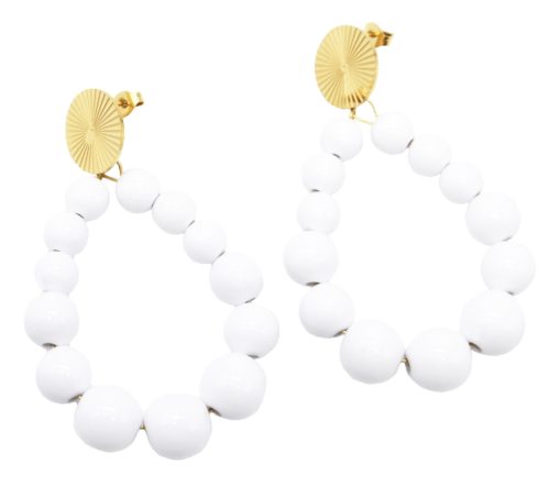 Boucles-dOreilles-Medaille-Acier-Dore-et-Goutte-Perles-Resine-Blanche