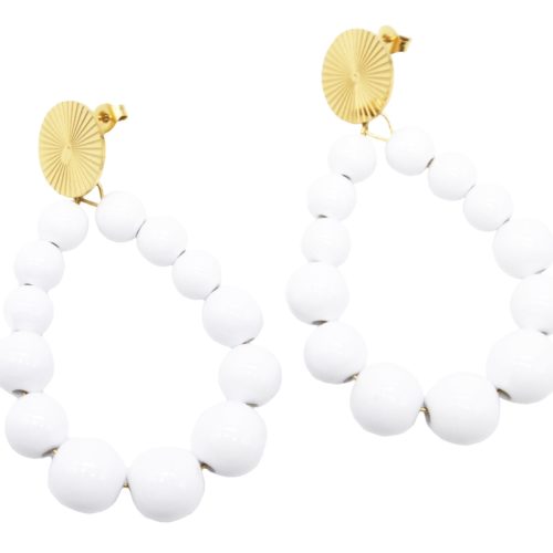 Boucles-dOreilles-Medaille-Acier-Dore-et-Goutte-Perles-Resine-Blanche