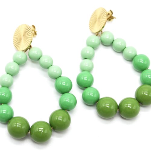 Boucles-dOreilles-Medaille-Acier-Dore-et-Goutte-Perles-Resine-Degrade-Vert