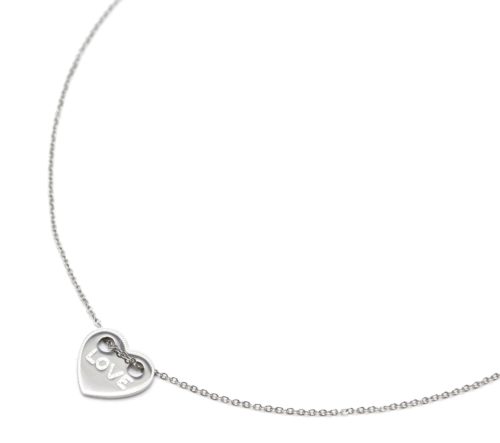 Collier-Fine-Chaine-Pendentif-Medaille-Coeur-Love-Acier-Argente