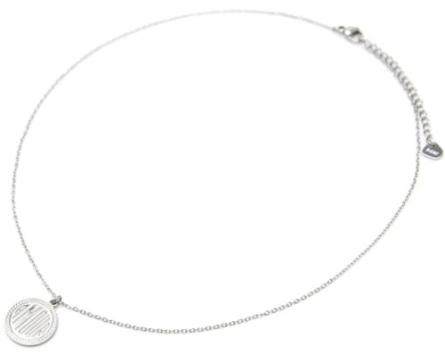 Collier-Fine-Chaine-Pendentif-Medaille-Ronde-Amour-Acier-Argente