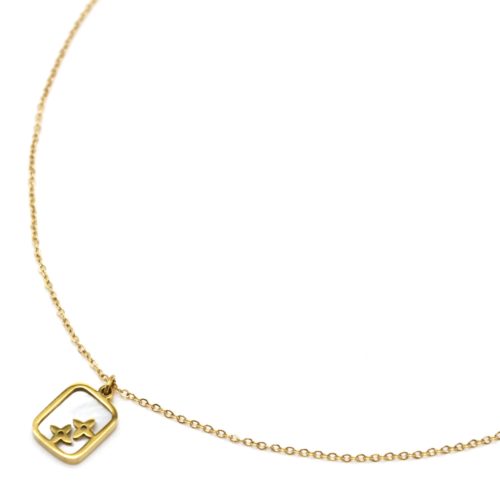 Collier-Fine-Chaine-Pendentif-Rectangle-Nacre-et-Etoiles-Acier-Dore