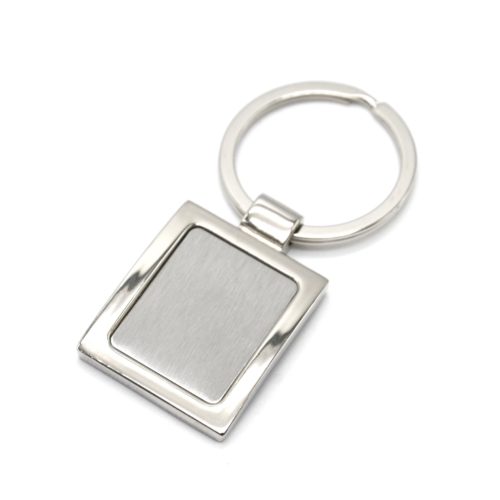 Porte-Cles-Bijou-de-Sac-Medaille-Rectangle-Carre-Metal-Argente-a-Graver