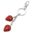 Porte-Cles-Bijou-de-Sac-Double-Fraises-Email-Rouge-Metal-Argente-et-Strass